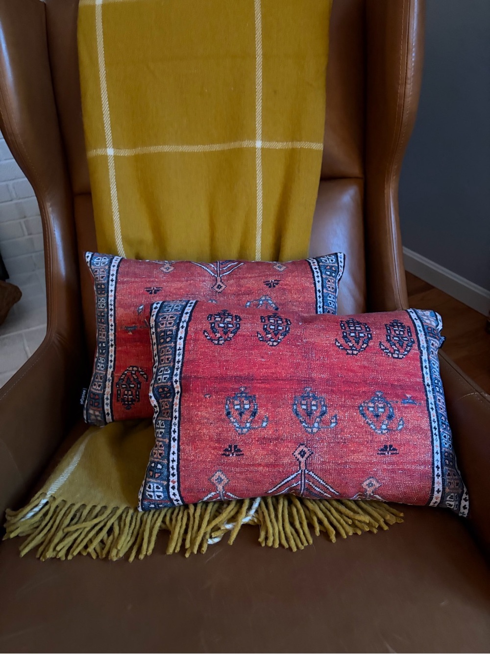 Society6 Red Kilim-Style Accent Pillow Pair